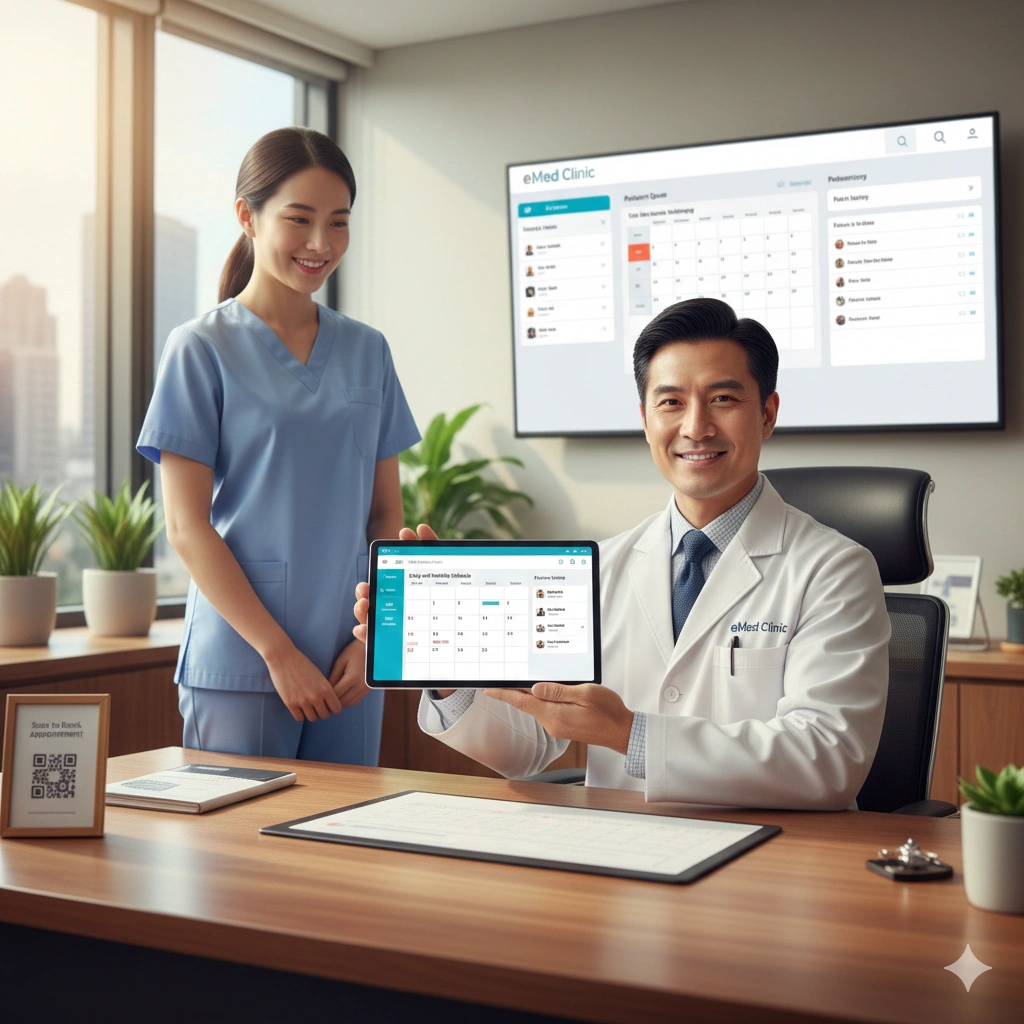 Doctor managing appointments with eMed Care